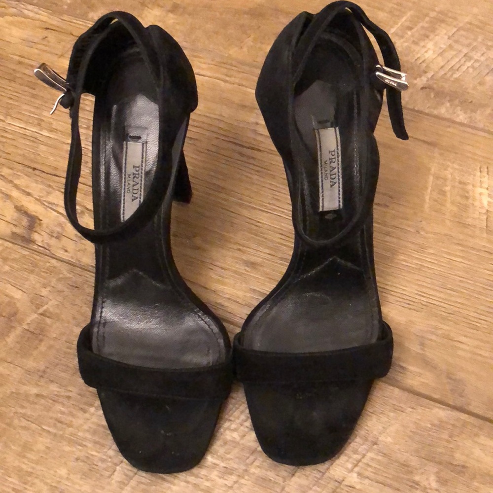 Prada black suede sandal